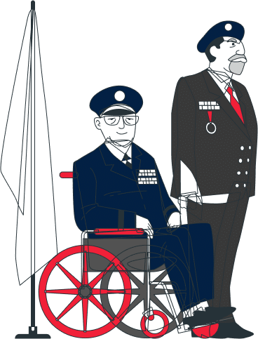 two veterans, one in a wheelchair