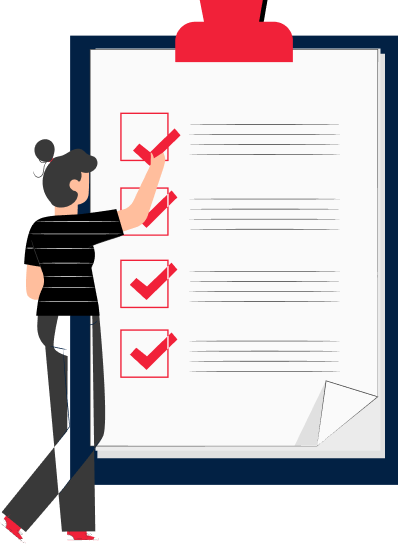 person marking a checklist done