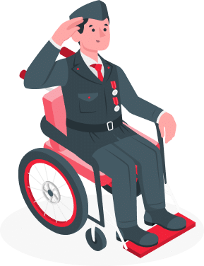 A graphic of a veteran in a wheelchair