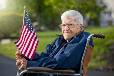 elderly veteran in wheelchair